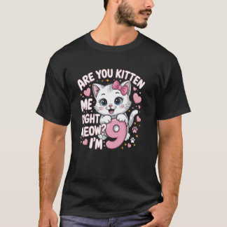 9-jähriges Mädchen Geburtstag Katze Kätzchen 9. Ge T-Shirt