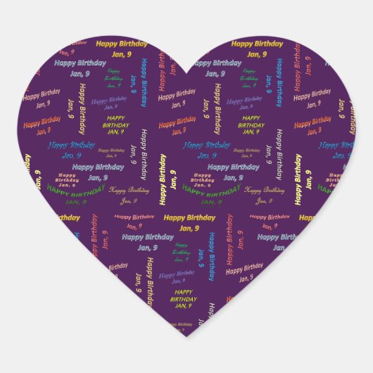 9. Januar Herz-Aufkleber (Vorderseite)