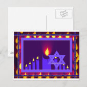 9 Kerzenflamme auf lila Waschstern an der Grenze 1 Postkarte (Vorne/Hinten)