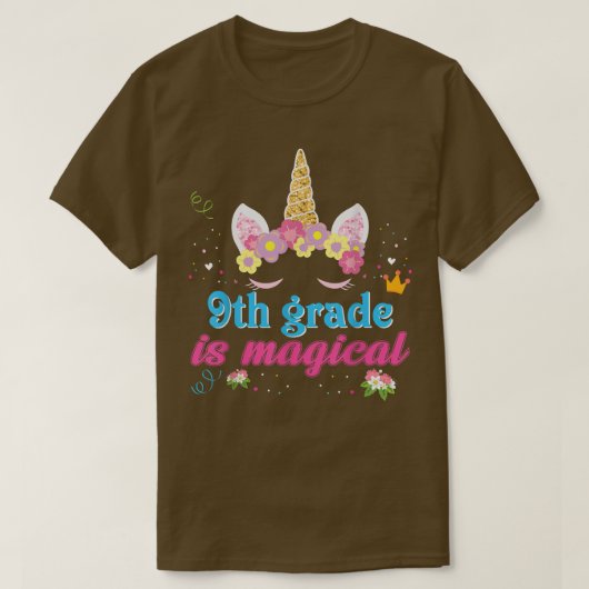 9. Klasse ist magisches Einhornmädchen zurück zur T-Shirt (Design vorne)