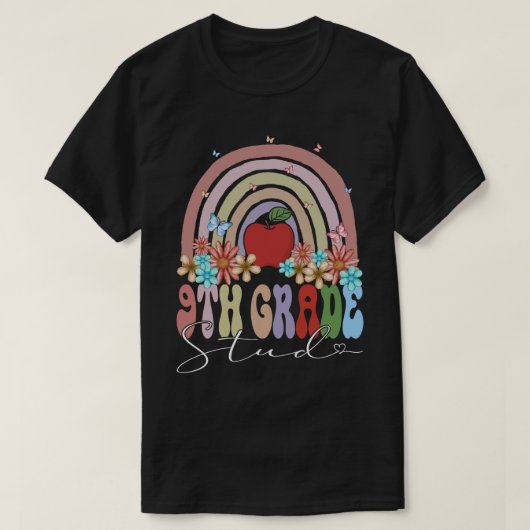 9. Klasse Stuck zurück zur Schule Regenbogen Retro T-Shirt (Design vorne)