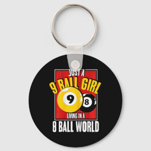 9 kleine Mädchen leben in 8 Ball World Snooker Poo Schlüsselanhänger