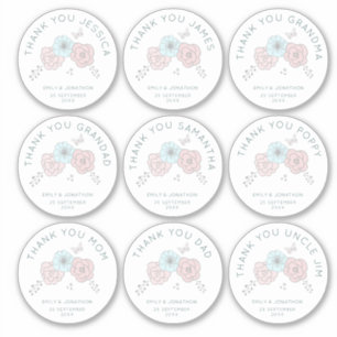 9 Kleiner Name dank Blume Hochzeit Aufkleber