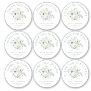 9 Kleiner Name Vielen Dank für Ihre Hochzeit Flora Aufkleber