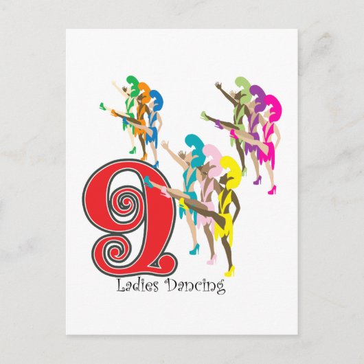 9 Ladys Dancing Postkarte (Vorderseite)