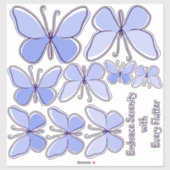 9 Lichtblaue Schmetterlinge zum Erstellen eines Fl Aufkleber (Blatt)