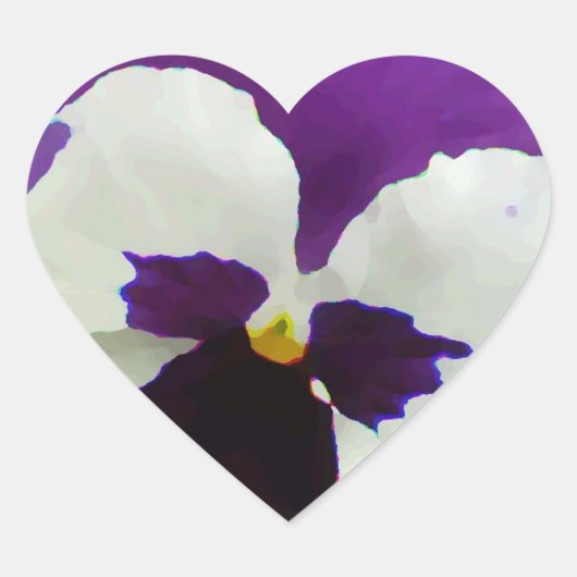 9 Lila Pansy Herz-Aufkleber (Vorderseite)