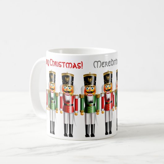 9 lustige rote und grüne Weihnachtsnussknacker Kaffeetasse (Vorderseite Links)