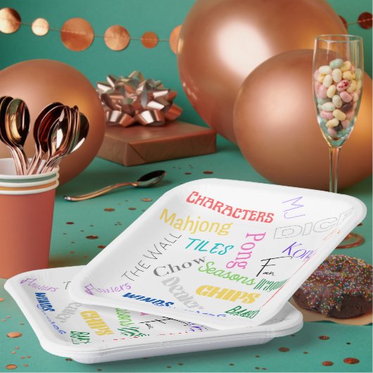 9" Mahjong Themenpapierplatte Pappteller (Multi)