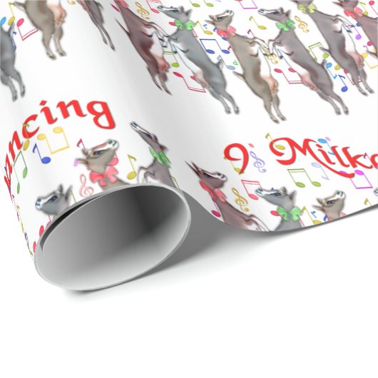 9 Milkers tanzen Ziege Weihnachtswrapping Paper Geschenkpapier (Rolleneckpunkt)