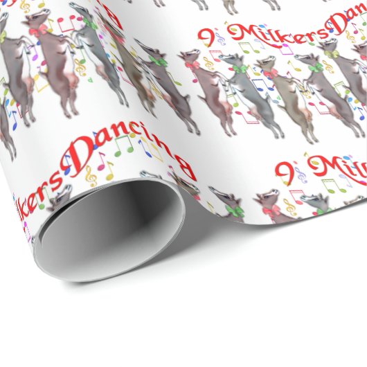 9 Milkers tanzen Ziege Weihnachtswrapping Paper Geschenkpapier (Rolleneckpunkt)