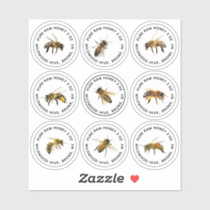 9 Mini Honey Jar Labels mit Bienen 1,25"