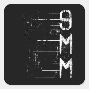 9 MM Schusswaffenzielübungen Quadratischer Aufkleber