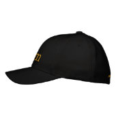 9 mm Schwarzer Gold Text Bestickte Baseballkappe (Links)