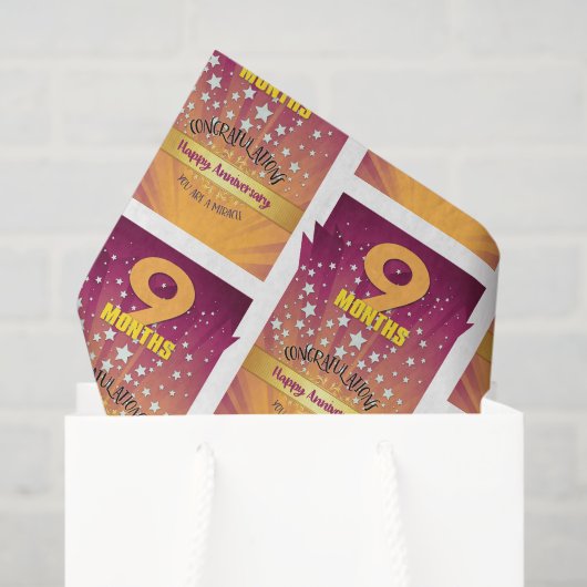 9 Monate Erholung Jahrestag Fett Zahl Seidenpapier (Geschenktüte)