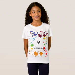 9 Name Art Painting Party Farbige Spritzer T-Shirt