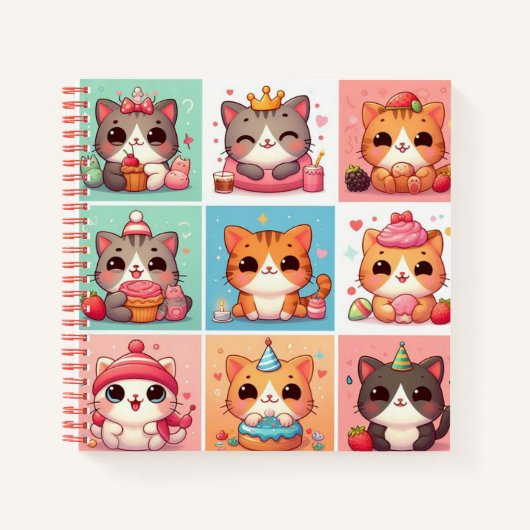 9 niedliche alberne Katzen Notebook Notizblock (Vorderseite)