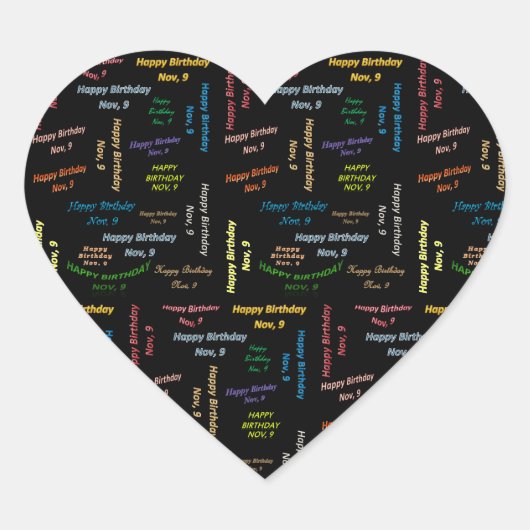 9. November Herz-Aufkleber (Vorderseite)