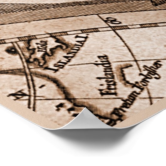 9 Panel Sepia Version de L'Isle World Map 2 Poster (Ecke)