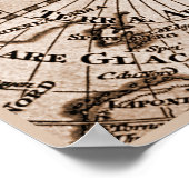 9 Panel Sepia Version de L'Isle World Map 3 Poster (Ecke)