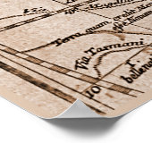 9 Panel Sepia Version de L'Isle World Map 4 Poster (Ecke)