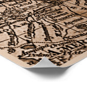9 Panel Sepia Version de L'Isle World Map 5 Poster (Ecke)