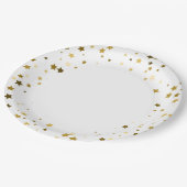 9" Paper Tellers - Gold Petite Stars Pappteller (Schrägansicht)
