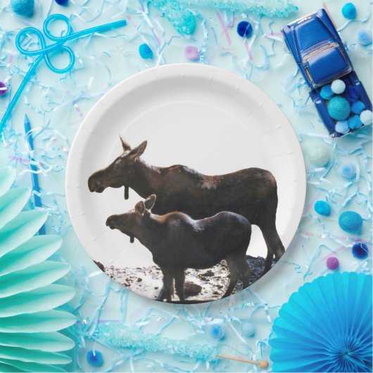9" Papierplatte mit Elch Pappteller (Party)