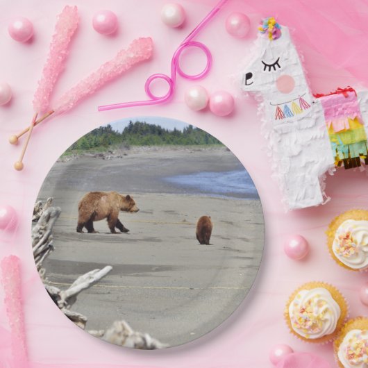 9" Papierplatte mit Grizzlybär und Bauch Pappteller (Party)
