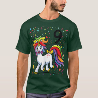 9. Party 9 Jahre Einhorn Party 9. Geburtstag T-Shirt