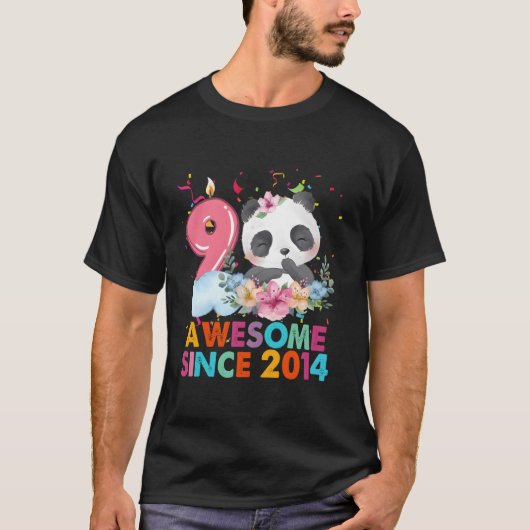 9 Phantastisch seit 2014 Panda 9. T-Shirt (Vorderseite)