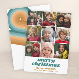 9 Photo Border - Merry Christmas Retro Line Art Feiertagskarte