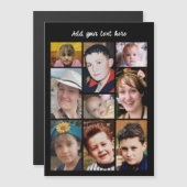 9 photo collage add text black magnetic card magneteinladung (Vorne/Hinten)