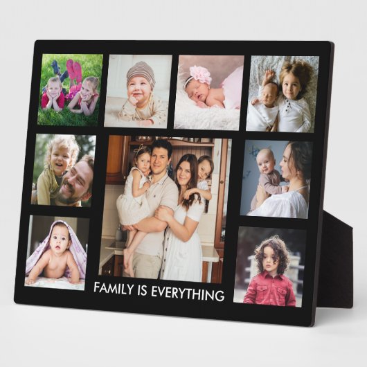 9 Photo Collage Family Is Everything Quote Black Fotoplatte (Seite)