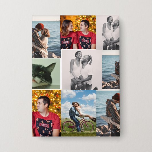 9 Photo Custom Personalized Collage Button (Vorderseite)