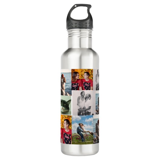 9 Photo Custom Personalized Collage Edelstahlflasche (Vorderseite)