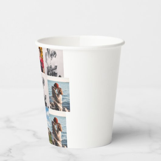 9 Photo Custom Personalized Collage Pappbecher (Links)