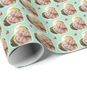 9 Photo Cute Love Heart Elegant Mint Green Pattern Geschenkpapier (Rolleneckpunkt)