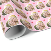 9 Photo Cute Love Heart Elegant Pink Pattern Geschenkpapier (Rolleneckpunkt)