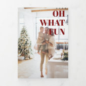 9 Photo Oh What Fun Merry Christmas Personalized Dreifach Gefaltete Urlaubskarte (Cover)