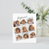 9-Quadrat-Fotocollage - Schwarz-Weiß-Notizkarte (Stehend Vorderseite)