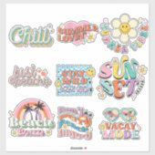 9 Retro Tropical Summer Beach Neon Sticker (Blatt)