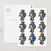9 Roboter in Farbe Postkarte (Vorne/Hinten)