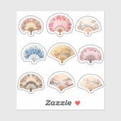 9 Rokoko Handfan, kundenspezifisch geschnitten Vin Aufkleber (Blatt)