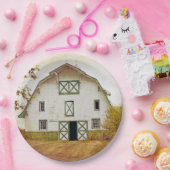 9" Round Paper Plate Sunset Barn Country Rustic Fi Pappteller (Party)