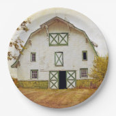 9" Round Paper Plate Sunset Barn Country Rustic Fi Pappteller (Vorderseite)
