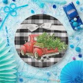 9" Round Paper Plate XMAS Truck Weihnachtsbüffel Pappteller (Party)