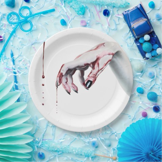 9" Round Paper Plate Zombie Tropfen Vampire Got Pappteller (Party)