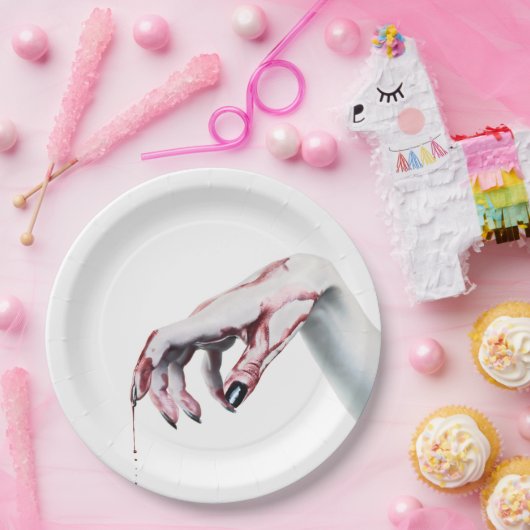 9" Round Paper Plate Zombie Tropfen Vampire Got Pappteller (Party)