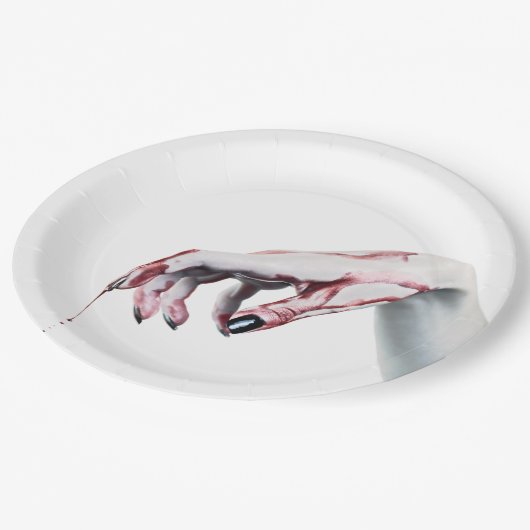 9" Round Paper Plate Zombie Tropfen Vampire Got Pappteller (Schrägansicht)